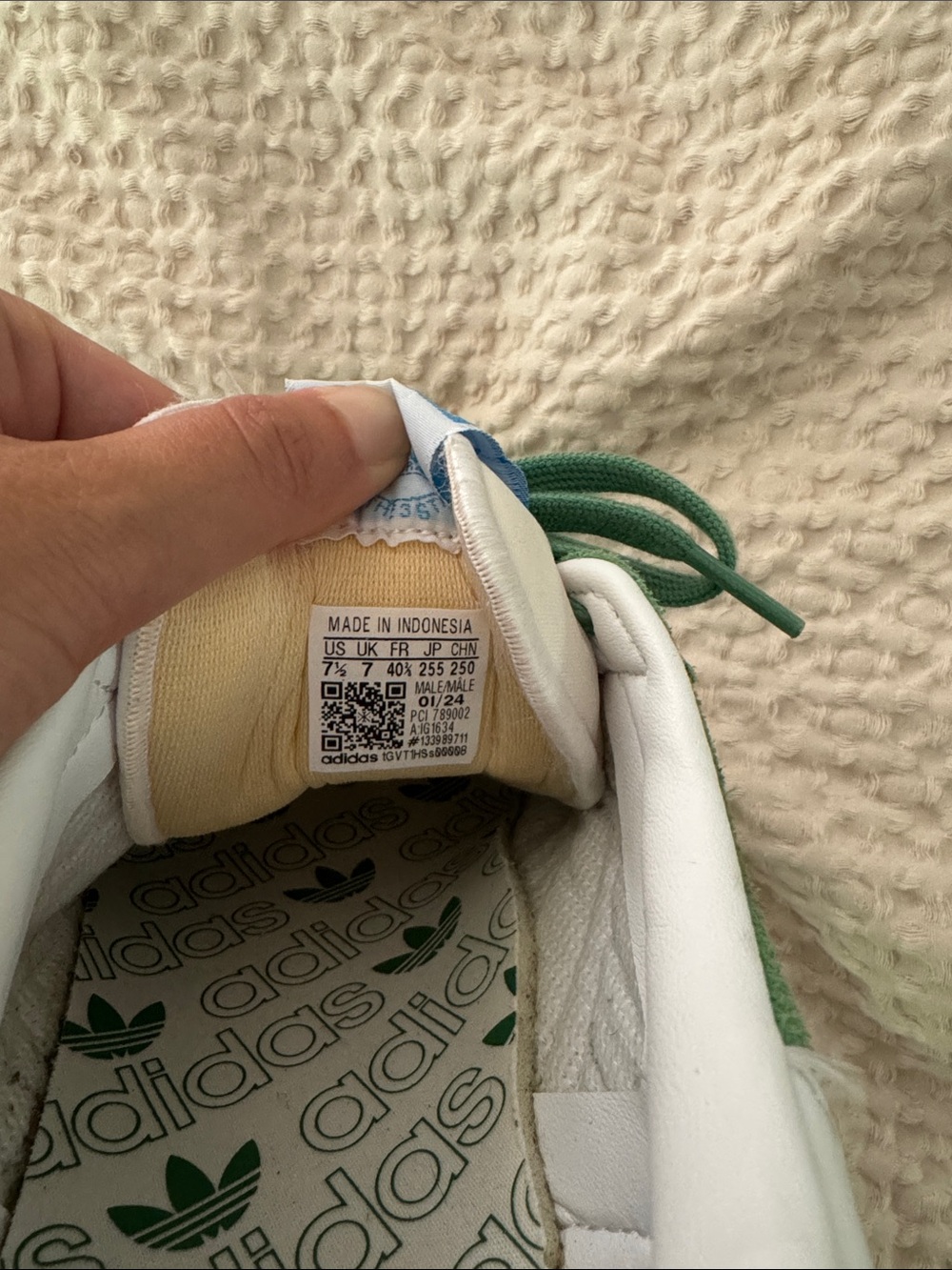 adidas Green Suede Gazelle Sneakers with White Stripes - Picture 4 of 4